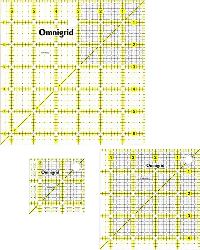 Vista 6 de Omnigrid Paquete económico de regla de acolchado cuadrada (2-1/2", 4-1/2", 6-1/2", 9-1/2")