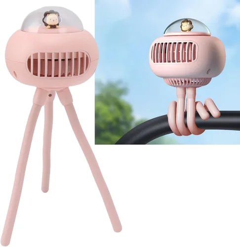 Vista 3 de Baby Stroller Fan, Portable Battery Operated Small Fan with 4 Speed Flexible Bladeless Design, for Camping Travel Stroller
