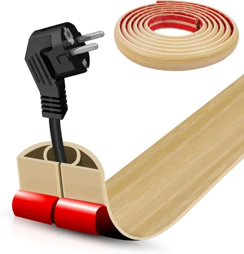 Vista 42 de Cubierta autoadhesiva para cables de suelo, gestión de cables de 3.3 pies, protector de tira de extensión para cables, evita tropiezos de cables