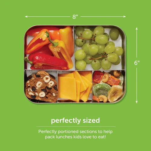 Vista 4 de LunchBots Medium Uno - Recipiente para sándwiches de acero inoxidable, diseño abierto para envolturas, ensaladas o una comida pequeña, ecológico