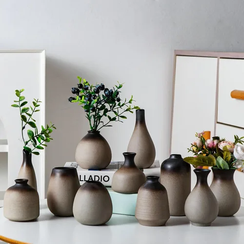 Vista 10 de Tanvecle Juego de 11 Jarrones de Cerámica Negra para Capullos, Jarrones Pequeños para Hierba de las Pampas, Flores, Mini Jarrones para Decoración