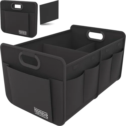 Vista 20 de Homeve Organizador de maletero de coche, organizador plegable de múltiples compartimentos, negro, 2 compartimentos, pequeño