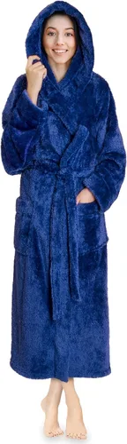 Vista 12 de PAVILIA Bata suave de felpa con capucha para mujer Bata de baño mullida y cálida de forro polar Sherpa 260 GSM Cozy Sherpa Fleece, Super Soft On