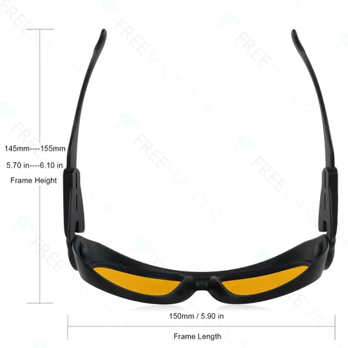 Vista 3 de FreeMascot Profesional OD 6+ 190nm-490nm Longitud de onda Violeta/Azul Laser Gafas de Seguridad para 405nm, 445nm, 450nm, 473nm Laser
