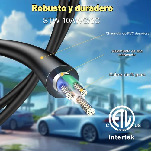 Vista 7 de Cable Adaptador de Cargador EV Compatible con NEMA 10-30P a 14-50R, 30 Amperios 3 Clavijas de Secadora a 50 Amperios 4 Clavijas EV para Carga Tesla