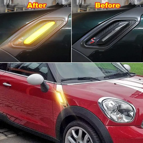 Vista 6 de ADIIL Lente transparente ámbar Full LED Front Fender Turn Signal Side Marker Lights Compatible con MINI Cooper R60 Countryman R61 Paceman 2011-2016