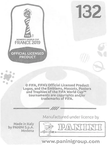 Vista 2 de Panini FIFA Copa Mundial Femenina Francia 2019 Calcomanías de Álbumes (solo adhesivo individual) Fútbol #132 Yang Lina China PR 2 pulgadas por 2 1/2