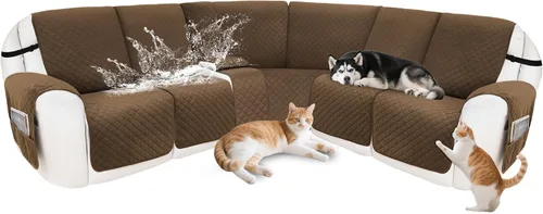 Vista 26 de Fundas para sofá modular reclinable, de terciopelo en forma de L, funda de consola central para perros y mascotas, lavable antideslizante, 1 funda
