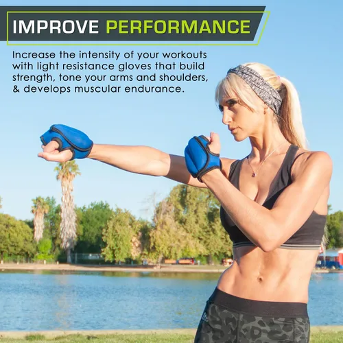 Vista 4 de ProsourceFit Guantes con peso, par de guantes muy resistentes de 2 lb. de neopreno para ejercicios de modelado y aeróbicos