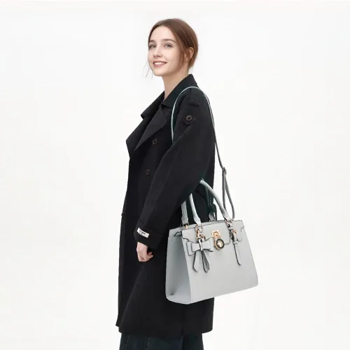 Vista 2 de Qiyuer - Bolsos y carteras para mujer, juego de damas con asa superior, bolso de hombro, bolso de trabajo con cartera de embrague a juego, 2 piezas