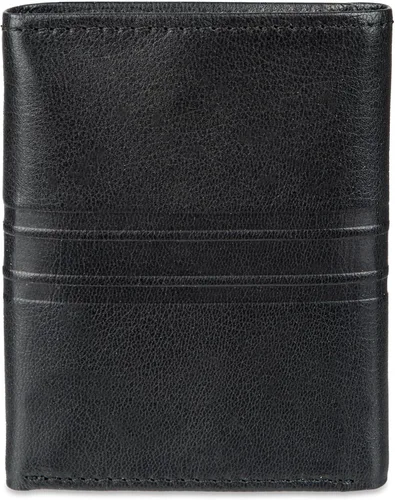 Vista 3 de Tommy Hilfiger - Cartera para hombre, triple pliegue, delgada, incluye ventana de identificación y tarjetero para tarjetas de crédito Rayas negras