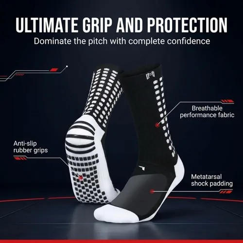 Vista 11 de MediCaptain Calcetines de fútbol con acolchado metatarsiano Calcetines de fútbol antideslizantes con protección acolchada para los pies para Negro