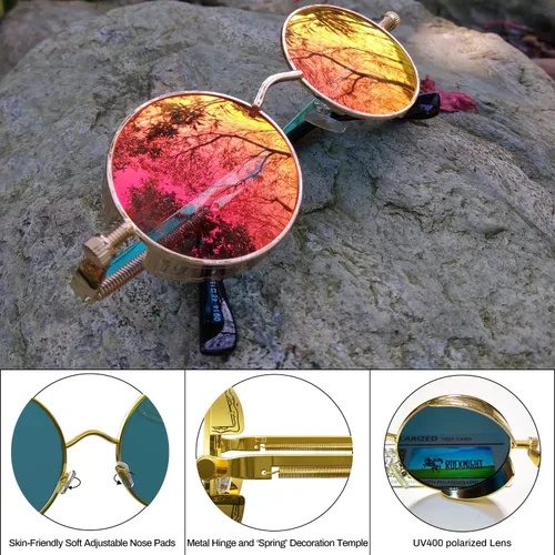 Vista 5 de ROCKNIGHT Gafas de sol Gothic Steampunk redondas polarizadas UV400 con protección unisex