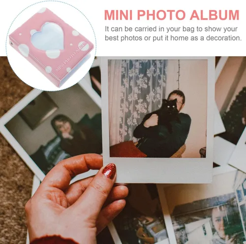 Vista 8 de Housoutil Kpop - 1 álbum de fotos de 3 pulgadas, mini álbum de fotos Kpop, soporte para tarjeta fotográfica Kpop, mini álbum de fotos con corazón
