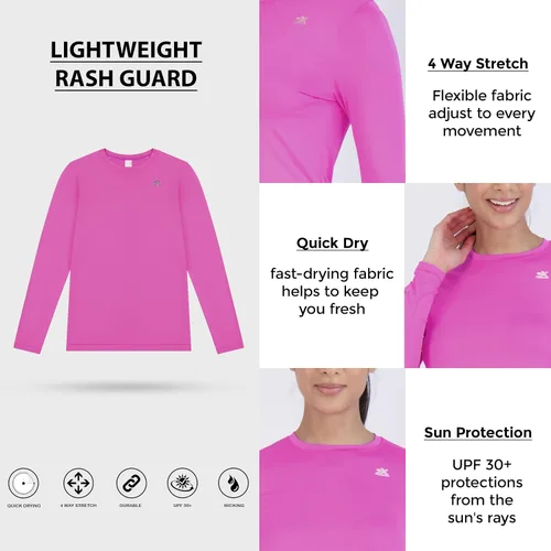 Vista 3 de ZeroXposur Conjunto de traje de baño con camiseta UV y pantalón corto para mujer, camiseta de manga larga con pantalón corto de natación estampado