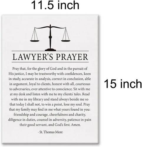Vista 2 de LEXSIVO Lienzo impreso con texto en inglés "Lawyer's Prayer", arte de pared, decoración de oficina de ley, pintura moderna de abogado, póster de 12