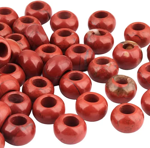 Vista 11 de TUMBEELLUWA Rondelle - Cuentas de piedras preciosas naturales para la fabricación de joyas, cuentas sueltas de agujero grande, paquete de 15