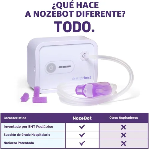 Vista 6 de Dr. Noze Best NozeBot Aspirador Nasal Eléctrico para Bebés - Diseñado por un Otorrinolaringólogo Pediátrico para Alivio Seguro y Suave