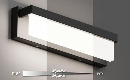 Vista 3 de Lámpara LED para tocador de baño, 16.5 pulgadas, moderna, rectangular, color negro, mate, barra de iluminación de metal mate, aplique de pared