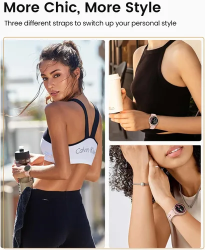 Vista 7 de Relojes inteligentes para mujer (respuesta/hacer llamadas), monitor de actividad de pantalla AMOLED de 1.27 pulgadas con monitor de frecuencia Rosa
