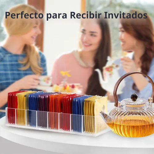 Vista 4 de Paquete de 6 organizadores de bolsas de té, organizador de té, 8 Soporte para bolsitas de té; organizador de cajones de cocina; plástico
