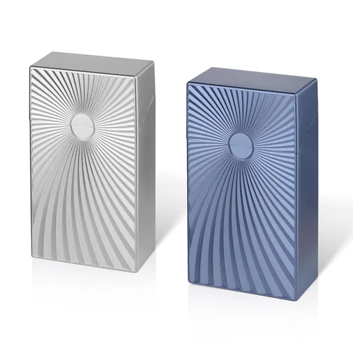 Vista 7 de Caja de cigarrillos Interruptor magnético de aluminio 20 Capacidad 3 Pack (gris+azul+negro, 3.346 in)
