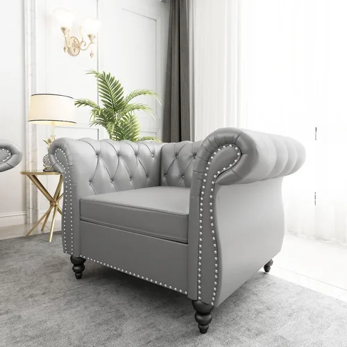 Vista 24 de AVZEAR Silla de Acento para Sala de Estar, Silla de Sofá Tapizada Silla de Sofá Individual con Respaldo Acolchado, Silla de Sofá Chesterfield