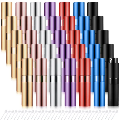 Vista 9 de Tessco for you 21 botellas de perfume recargables de viaje de 0.3 fl oz, mini botella de perfume de colonia, bolsillo vacío para viajes y salidas