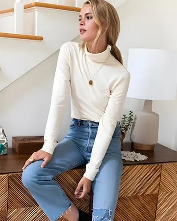 Vista 6 de YAWJET Camisas térmicas para mujer, de manga larga, cuello alto, elásticos, ajustados, para mujer