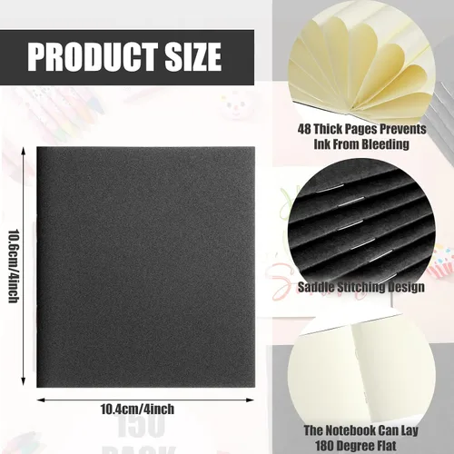 Vista 3 de Thenshop Paquete de 150 mini cuadernos a granel pequeños de bolsillo en blanco para niños de 4 x 4 pulgadas, diarios sin forro, cuadernos