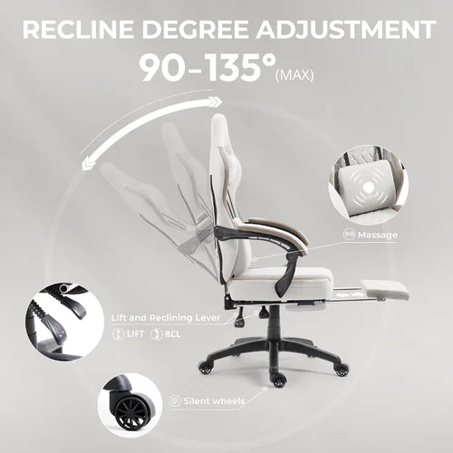 Vista 9 de Silla de juegos Dowinx con tela transpirable, silla de computadora con colchón de resorte de bolsillo, silla de oficina cómoda con almohadilla