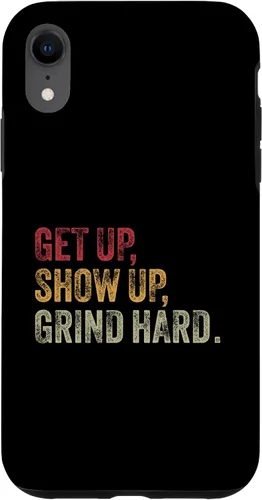 Vista 8 de iPhone 14 Levántate, presente, muele duro. Funda motivacional para hombres y mujeres