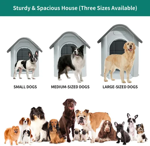 Vista 2 de YITAHOME Casa para perros de plástico para exteriores, resistente al agua, con tragaluz ajustable y base elevada para perros pequeños, medianos
