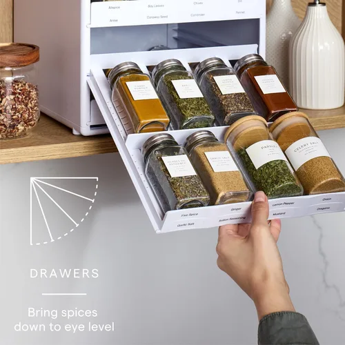 Vista 3 de YouCopia SpiceStack® - Organizador ajustable para especias, 24 botellas de condimentos y especias para armario de cocina y organización de despensa