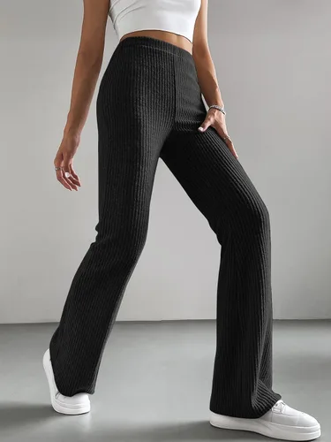 Vista 6 de GORGLITTER Pantalones de yoga acampanados para mujer, de cintura alta, de punto acanalado, acampanados