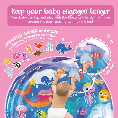 Vista 4 de KooKooBaby Tapete de agua para bebés y bebés – Alfombrilla de agua sensorial extra grande para el tiempo boca abajo y desarrollo motor, almohadilla