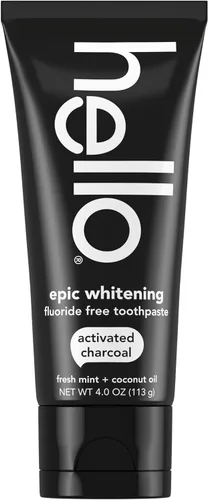 Vista 9 de hello Epic Whitening Pasta de Dientes de Carbón Sin Flúor, Pasta de Dientes de Carbón Activado con Aceite de Coco, Blanquea los Dientes