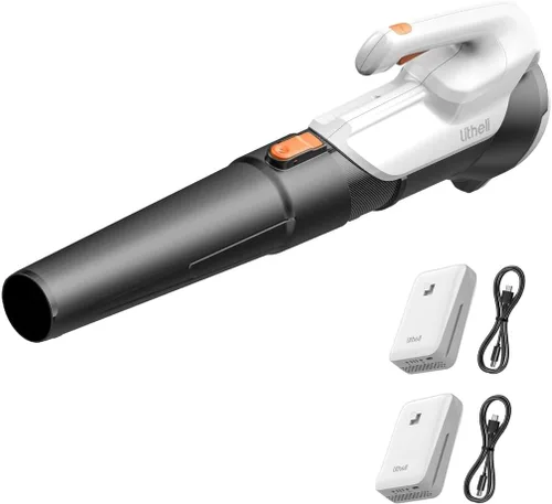 Vista 11 de Litheli Soplador de hojas inalámbrico de 20 V, soplador de hojas alimentado por batería, batería de 2.0 Ah, ligero, modo de 2 velocidades