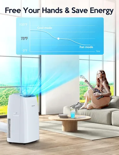 Vista 4 de VAGKRI Aire acondicionado portátil de 12,000 BTU, CA 3 en 1 con ventilador y deshumidificador, enfría hasta 450 pies cuadrados, unidad de CA de bajo