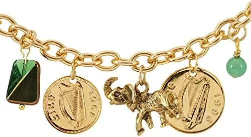 Vista 4 de American Coin Treasures Pulsera de monedas irlandesas con dije de moneda en capas, Gris