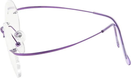 Vista 3 de Eyekepper Gafas redondas de titanio sin montura de 1.693in, marco óptico circular, color morado