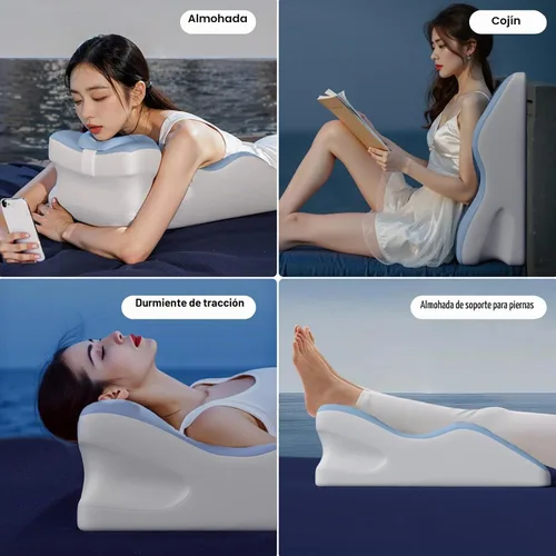 Vista 4 de Almohada de espuma viscoelástica de contorno – Almohada de apoyo cervical para aliviar el dolor de cuello, almohada ergonómica ortopédica