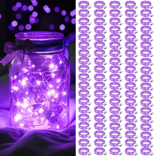 Vista 17 de AIKEI Paquete de 12 luces LED de hadas que funcionan con pilas, guirnaldas de luces impermeables de 7 pies, 20 luces LED de luciérnagas estrelladas