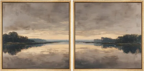 Vista 53 de SIGNFORD Impresión en Lienzo Enmarcado Arte de Pared Art Nouveau Lago de Cisnes Elegantes Ilustraciones de Aves Acuáticas Moderno Boho Naturaleza