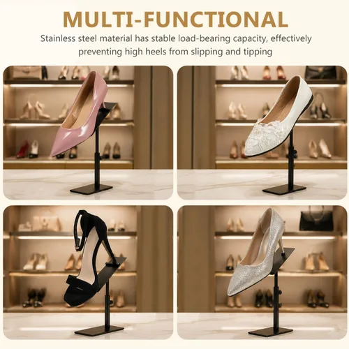 Vista 6 de EXCEART Soporte de exhibición de tacones altos Organizador de zapatos ajustable de acero inoxidable Organizador de estante para almacenamiento
