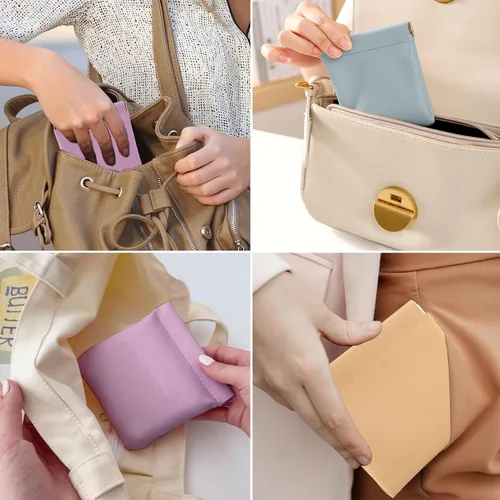Vista 6 de BUSOHA Pequeña bolsa de maquillaje para bolso, mini bolsas de cosméticos portátiles para mujeres, monedero, lápiz labial, organizador de accesorios