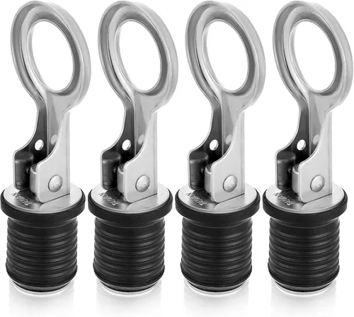 Vista 8 de Amyhill 4 Pcs Boat Plugs Snap Handle Boat Plugs for 1 Inch Diameter Marine Drain Twist Metal Rubber Accessories for Lifeboats Fishing Boats Ferries