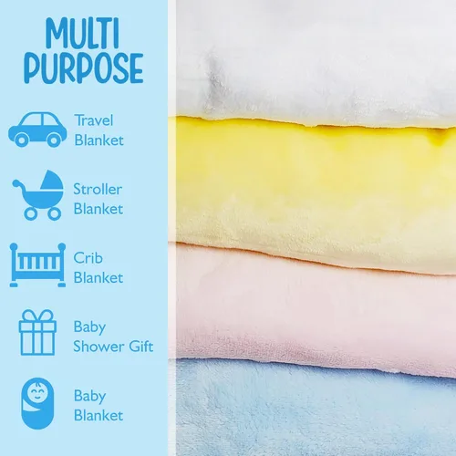 Vista 4 de Baby So... Suave y cálida – Mantas de felpa para bebé, azul, rosa, amarillo, blanco para niños, niñas, niños, recién nacidos, bebés, niños pequeños