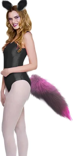Vista 2 de Valpeak Orejas de zorro y cola Therian Tail Gear Orejas de lobo para niños, disfraz de zorro Therian Stuff esponjoso para niñas mayores de 1 año