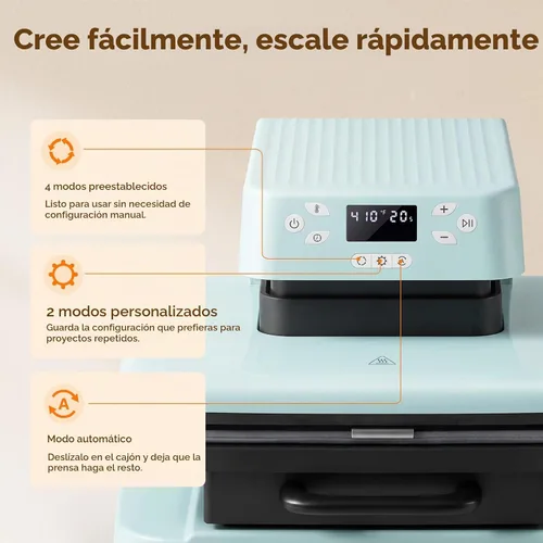 Vista 4 de HTVRONT Máquina automática de prensa de calor para camisetas con liberación Azul
